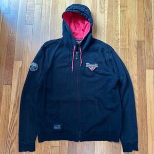 Victory Motorcycles USA Hoodie Mens Large Black Full Zip Sweatshirt Biker